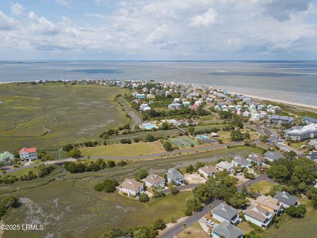 bird's eye view with a water view and a residential view