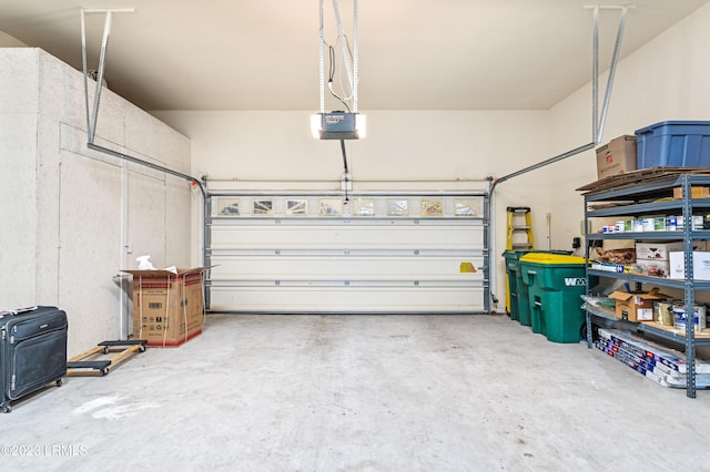 garage with a garage door opener