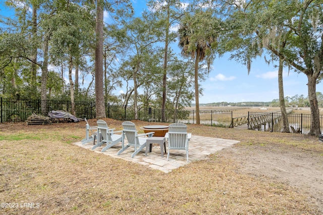 view of yard with a fenced backyard and a patio