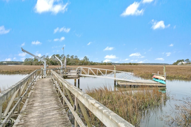 dock area featuring a water view