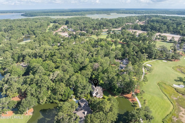 bird's eye view featuring a water view