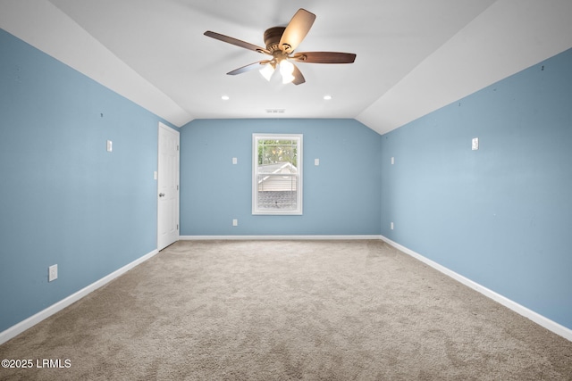 6 Broadland Cir, Bluffton, SC 29910 - bonus room featuring lofted ceiling, a ceiling fan, baseboards, and carpet floors