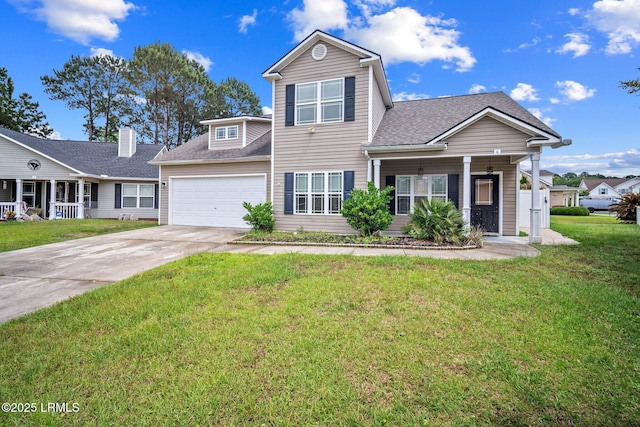 6 Broadland Cir, Bluffton, SC 29910 - traditional-style house featuring concrete driveway, a front yard, an attached garage, and a shingled roof