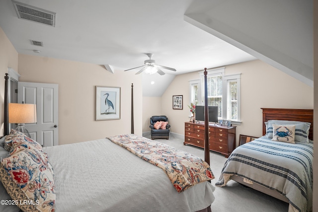 120 Coosaw Club Dr, Beaufort, SC 29907 - carpeted bedroom with a ceiling fan and vaulted ceiling