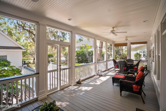 120 Coosaw Club Dr, Beaufort, SC 29907 - sunroom featuring a ceiling fan and plenty of natural light