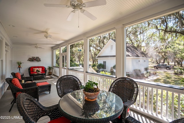 120 Coosaw Club Dr, Beaufort, SC 29907 - sunroom / solarium featuring ceiling fan and outdoor dining area