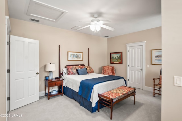 120 Coosaw Club Dr, Beaufort, SC 29907 - carpeted bedroom with attic access, ceiling fan, and baseboards