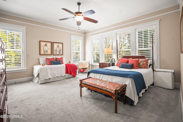 120 Coosaw Club Dr, Beaufort, SC 29907 - carpeted bedroom featuring crown molding, baseboards, and ceiling fan