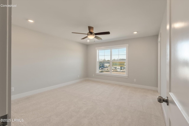 425 Parkside Commons, Bluffton, SC 29910 - empty room with a ceiling fan, light colored carpet, and recessed lighting