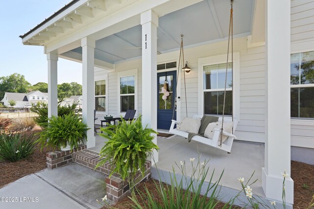 11 Basin Trail St, Beaufort, SC 29902 - covered porch featuring ceiling fan