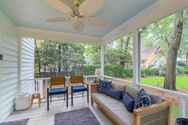 14 Fraser St, Beaufort, SC 29907 - sunroom / solarium with outdoor lounge area and ceiling fan