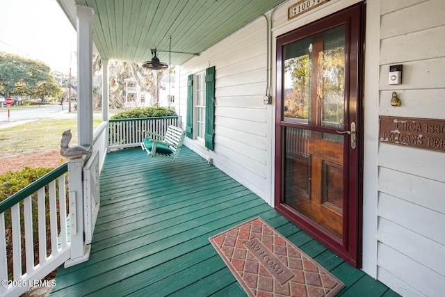 wooden terrace with covered porch