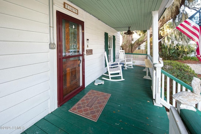 deck with a porch