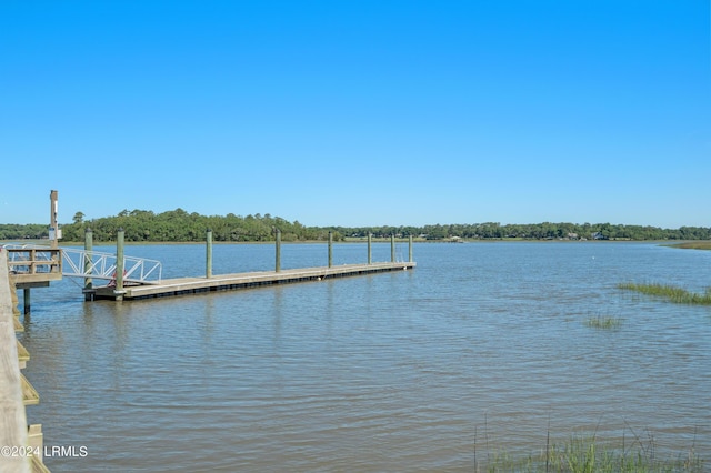 dock area featuring a water view