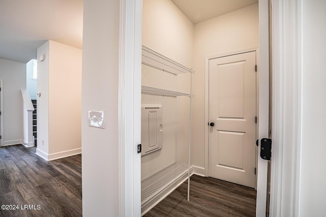 mudroom featuring dark hardwood / wood-style floors