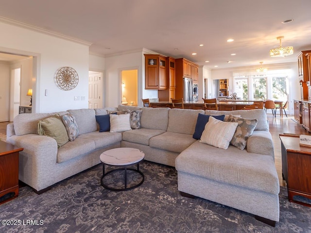 31 Hearthwood Dr, Hilton Head Island, SC 29928 - living area featuring crown molding, recessed lighting, and a chandelier