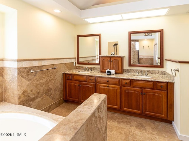31 Hearthwood Dr, Hilton Head Island, SC 29928 - full bathroom with a tub, double vanity, and a sink