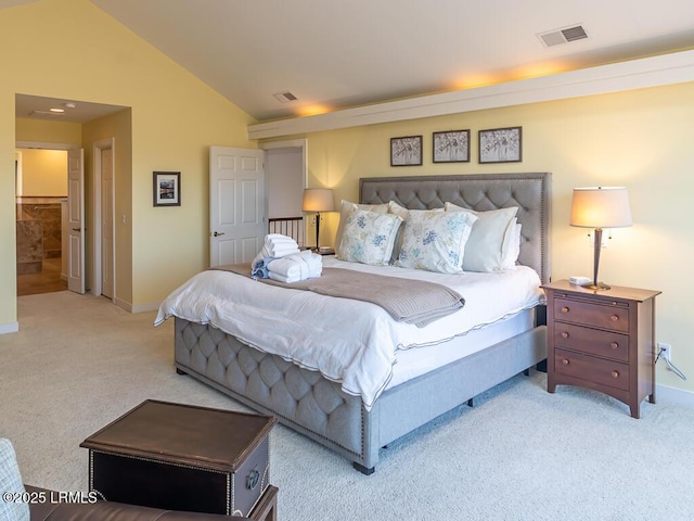 31 Hearthwood Dr, Hilton Head Island, SC 29928 - bedroom with light carpet, baseboards, vaulted ceiling, and visible vents