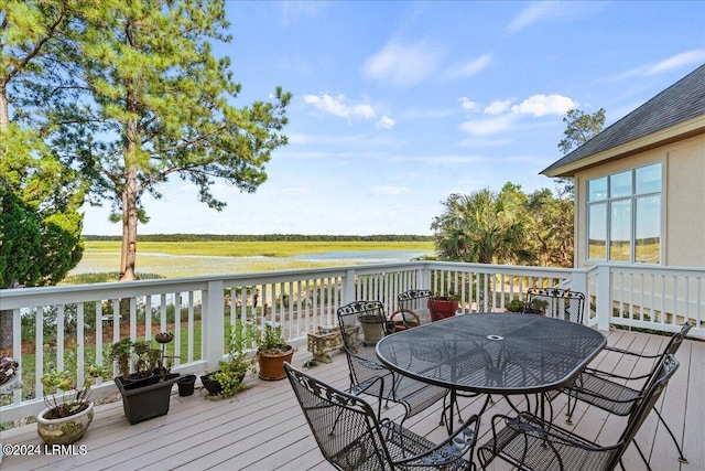 deck with a water view