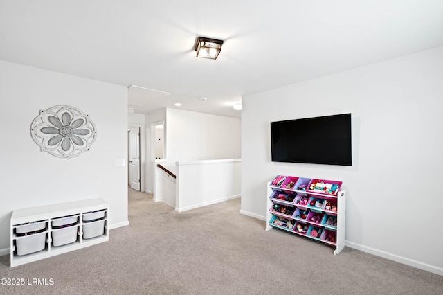 68 Keowee Ln, Beaufort, SC 29906 - rec room with carpet flooring, baseboards, and attic access
