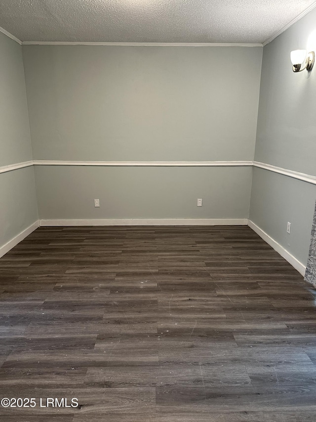 208 Squirrel Aly, Ridgeland, SC 29936 - empty room featuring baseboards, a textured ceiling, dark wood-type flooring, and crown molding