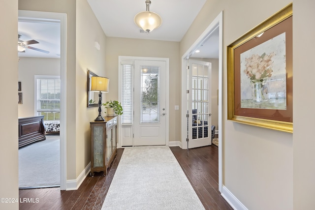 foyer with dark hardwood / wood-style flooring