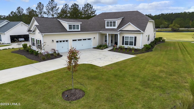 view of front of home featuring a garage and a front yard