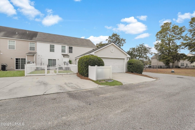 exterior space with a garage