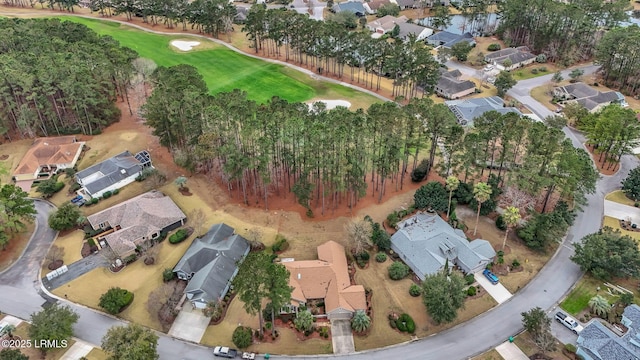 aerial view with a residential view and golf course view