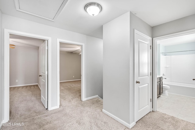 4944 Tidal Walk Ln, Beaufort, SC 29907 - corridor with light colored carpet and attic access