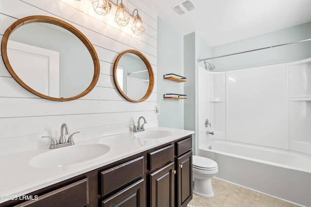 4944 Tidal Walk Ln, Beaufort, SC 29907 - bathroom featuring double vanity, tile patterned floors, and shower / tub combination