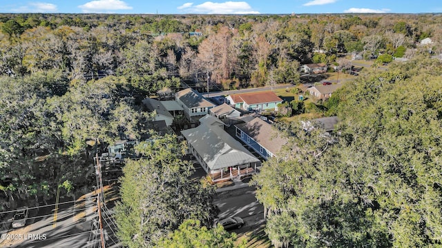 aerial view with a wooded view