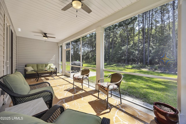 120 Sifted Grain Rd, Bluffton, SC 29909 - sunroom featuring ceiling fan and outdoor lounge area