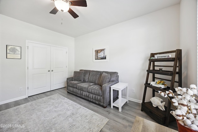 120 Sifted Grain Rd, Bluffton, SC 29909 - living area with ceiling fan, wood finished floors, and baseboards