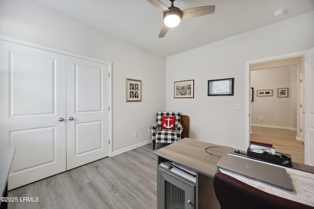 120 Sifted Grain Rd, Bluffton, SC 29909 - office space featuring light wood-style floors, a ceiling fan, and baseboards