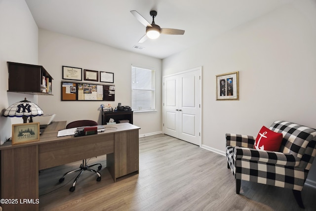120 Sifted Grain Rd, Bluffton, SC 29909 - office space with light wood-style flooring, a ceiling fan, and baseboards