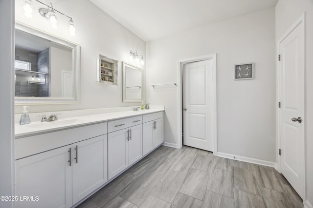 120 Sifted Grain Rd, Bluffton, SC 29909 - bathroom with double vanity, baseboards, and a shower