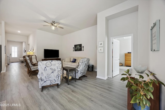 120 Sifted Grain Rd, Bluffton, SC 29909 - living room with wood finished floors, ceiling fan, and baseboards