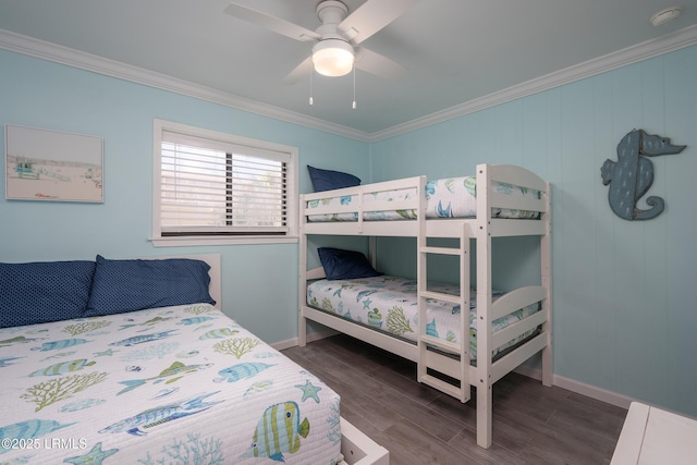 663 William Hilton Pkwy Unit 2126, Hilton Head Island, SC 29928 - bedroom featuring crown molding, wood finished floors, and ceiling fan