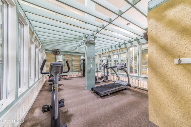 663 William Hilton Pkwy Unit 2126, Hilton Head Island, SC 29928 - gym with a textured wall and carpet