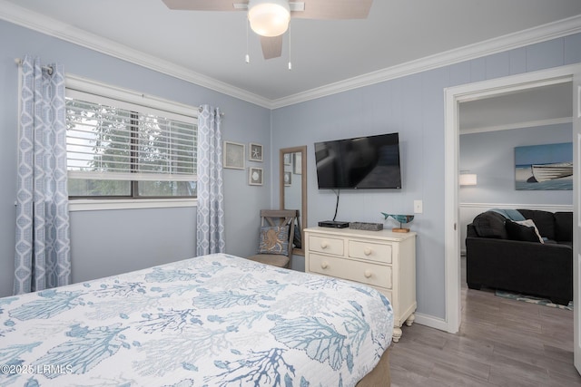 663 William Hilton Pkwy Unit 2126, Hilton Head Island, SC 29928 - bedroom with ornamental molding, wood finished floors, and a ceiling fan