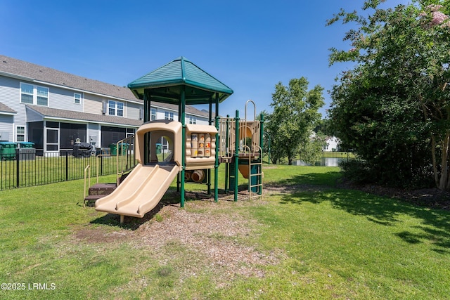 view of play area with a lawn