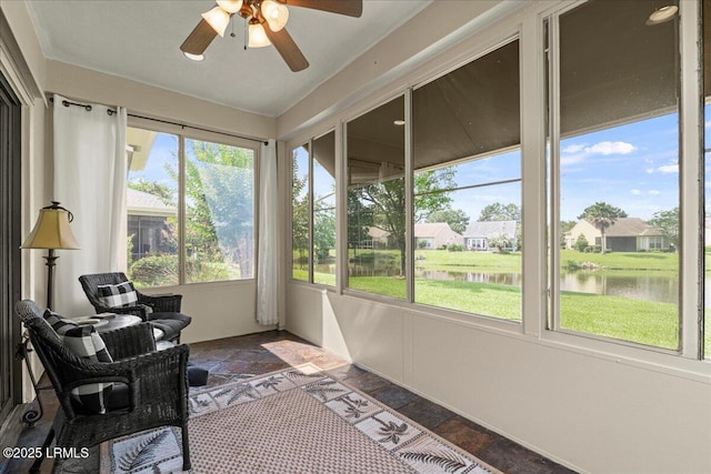 101 Redtail Dr, Bluffton, SC 29909 - sunroom with a water view and ceiling fan