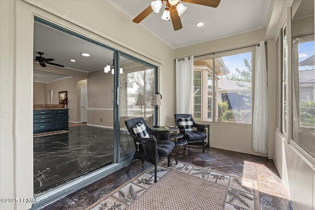 101 Redtail Dr, Bluffton, SC 29909 - sunroom with recessed lighting, crown molding, and marble tiled flooring