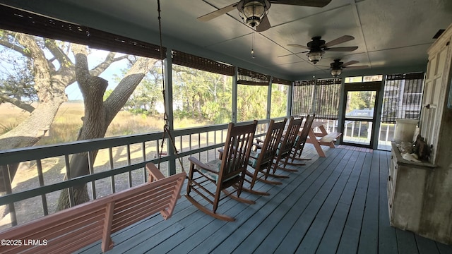 deck featuring a ceiling fan