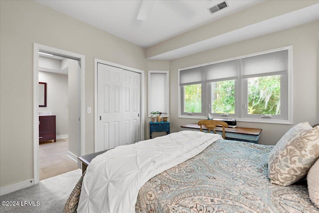 bedroom with carpet and ceiling fan