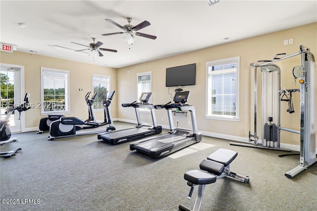 exercise room with a healthy amount of sunlight
