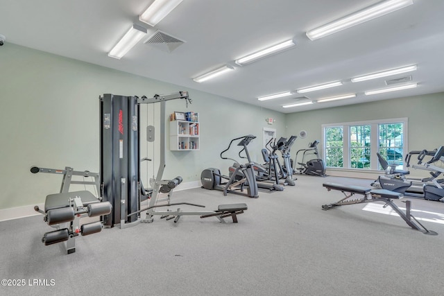 gym with visible vents and baseboards