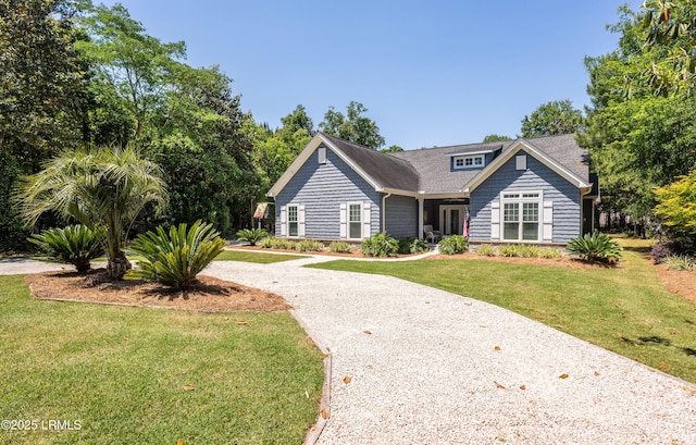 view of front of home with a front lawn