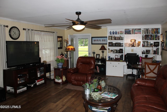 110 Joey St, Hampton, SC 29924 - living area featuring wood finished floors, ceiling fan, and ornamental molding